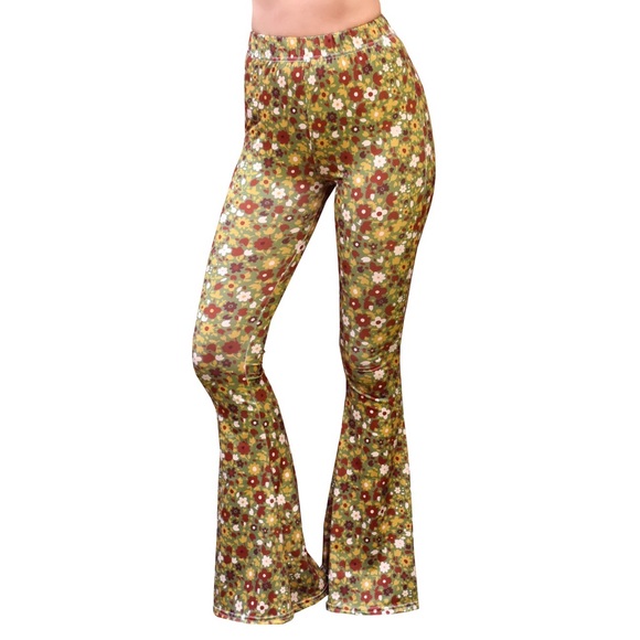 Bell bottom pants - olive floral - Picture 2 of 10